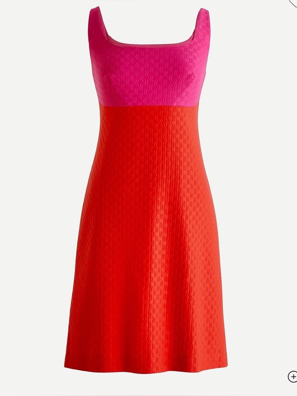 NWT J.Crew Sheath Dress in Colorblock Stretch Matelassé. Bright Fuchsia and Red